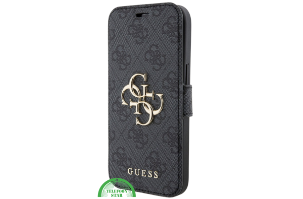 Hoesje voor iPhone 15 Pro Bookcase – Zwart Bescherming met Gouden Detail en Pasjesvak