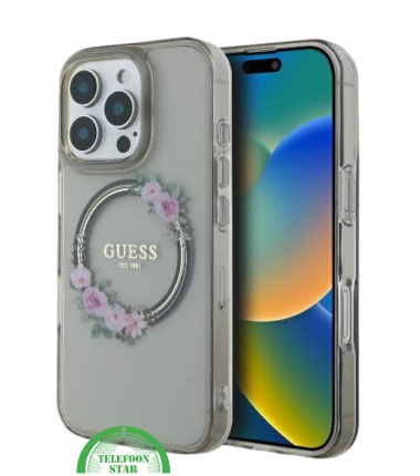 iPhone 16 Pro Transparant Hoesje met Bloemenring | Elegant Design met Subtiele Luxe