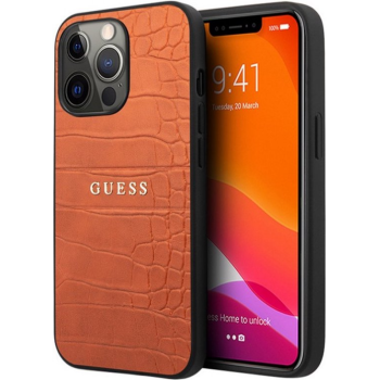 Oranje Croco Texture Hoesje iPhone 13 Pro