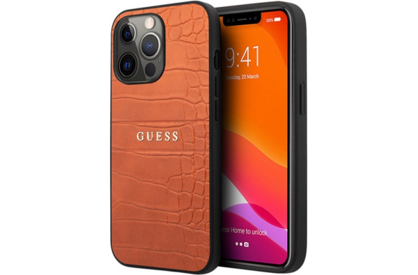 Oranje Croco Texture Hoesje iPhone 13 Pro