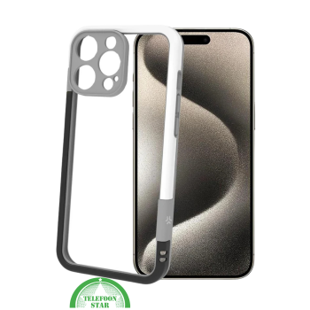 iPhone 16 Pro Max Hoesje – Transparant Frame met Versterkte Hoeken (Wit-Grijs Design)