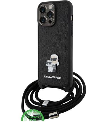 iPhone 15 Pro Crossbody Hoesje &ndash; Stijlvol Zwart met Draagkoord