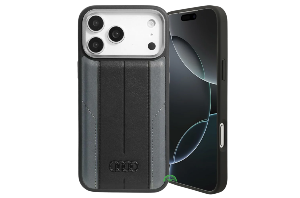 Hoesje voor iPhone 17 Pro Max Zwart Slank en Leather Stripe Case