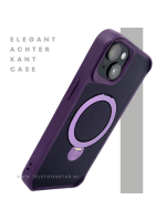 iPhone 15 Hoesje Donkerpaars &ndash; Met Uitklapbare MagSafe-Ring en Extra Grip