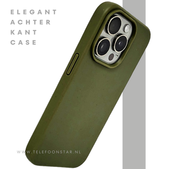 Donkergroen iPhone 15 Pro Hoesje – Natuurlijke Bescherming & Minimalistisch Design | Telefoonstar.nl
