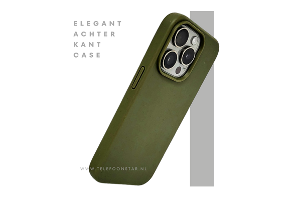 Donkergroen iPhone 15 Pro Hoesje – Natuurlijke Bescherming & Minimalistisch Design | Telefoonstar.nl