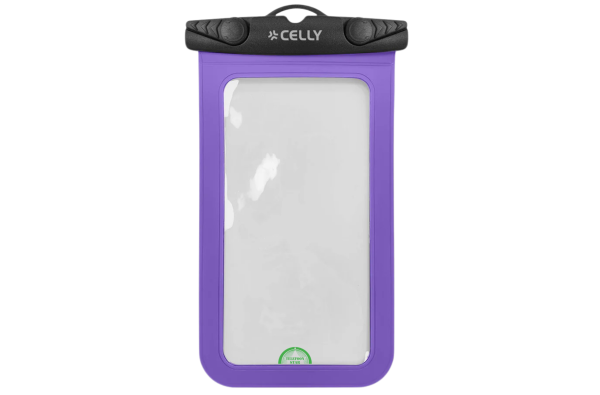 Celly Universele Waterdichte Telefoonhoes Paars IPX8 &ndash; Geschikt voor iPhone 18 Serie tot 7 Inch