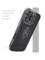 iPhone 16 Pro Zwart Hoesje Met Bloemen Skull Design En Gele Accentdetails