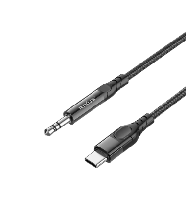 AUX Naar USB-C Gevlochten Audiokabel 120 CM Zwart