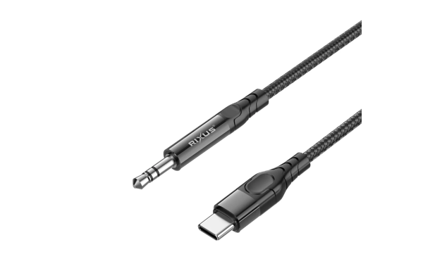 AUX Naar USB-C Gevlochten Audiokabel 120 CM Zwart