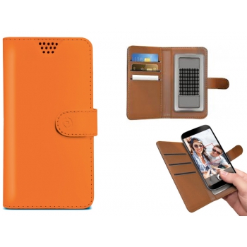 iPhone 8 Plus Bookcase van leer oranje XXL