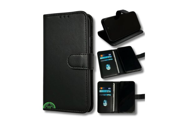 Hoesje voor Samsung Xcover 7 Zwart Bookcase Slim Leren met Pasjeshouder