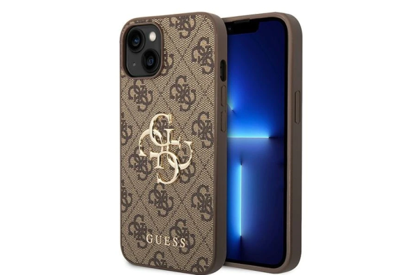 iPhone 15 Hardcase | Guess Gouden Logo | Backcover Bruin