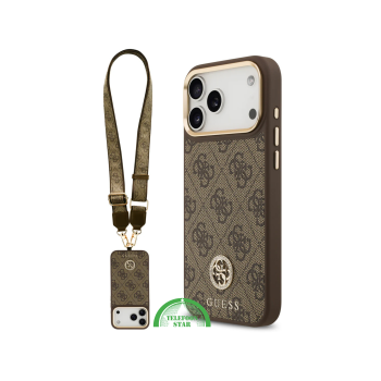 Guess iPhone 17 Pro Max Crossbody Hoesje met Band – Luxe MagSafe Bescherming in Bruin Design