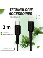 USB-C naar USB-C Kabel &ndash; 3 Meter &ndash; 65W zwart Snel Opladen & Data Sync