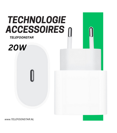 Originele Apple 20W USB-C Power Adapter &ndash; Snelle en Veilige Oplader voor iPhone en iPad
