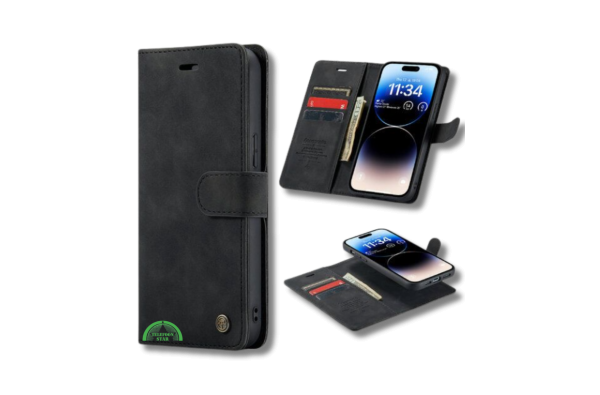 Bookcase Hoesje voor Samsung A56 Zwart 2-in-1 Magnetisch Hoesje met Pasjeshouder