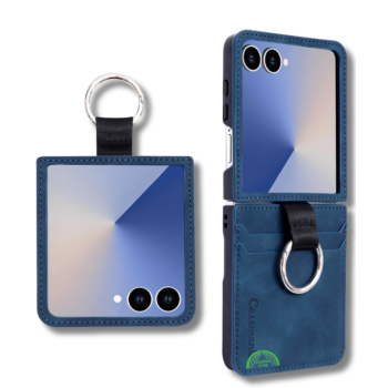 Samsung Galaxy Z Flip 7 Hoesje Casemania All-in-One Luxe Wallet Case Donker Blauw