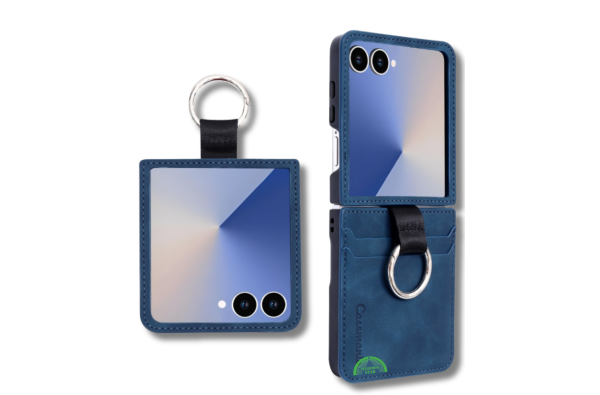 Samsung Galaxy Z Flip 7 Hoesje Casemania All-in-One Luxe Wallet Case Donker Blauw
