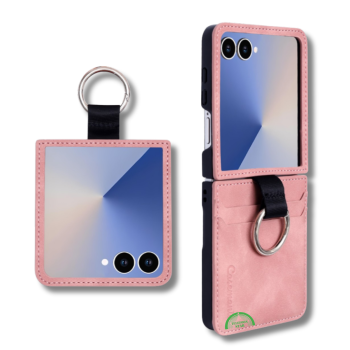Samsung Galaxy Z Flip 7 Luxe Spiegel Wallet Hoesje Met Kaarthouder En Sleutelring &ndash; Roze