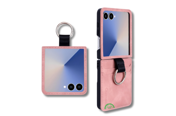 Samsung Galaxy Z Flip 7 Luxe Spiegel Wallet Hoesje Met Kaarthouder En Sleutelring &ndash; Roze