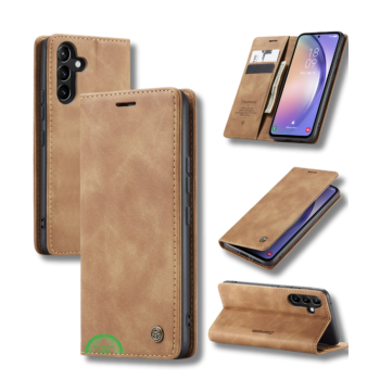 Hoesje voor Samsung Xcover 7 Bruin Bookcase Slim Leren met Pasjeshouder
