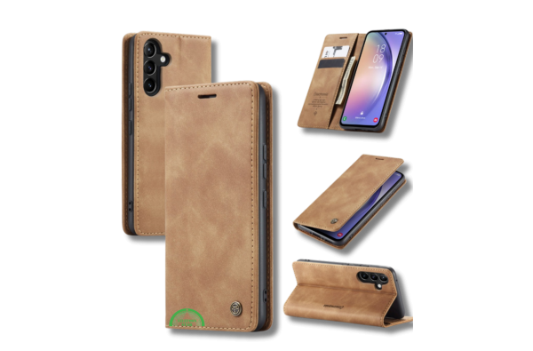 Hoesje voor Samsung Xcover 7 Bruin Bookcase Slim Leren met Pasjeshouder