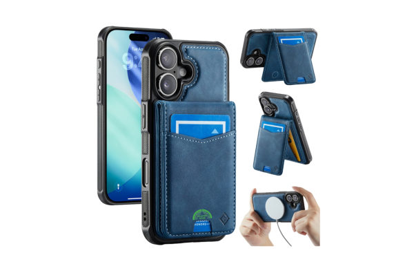 Hoesje voor iPhone 17 Blauw CM Detachable 2-in-1 Magnetic Card Holder Case