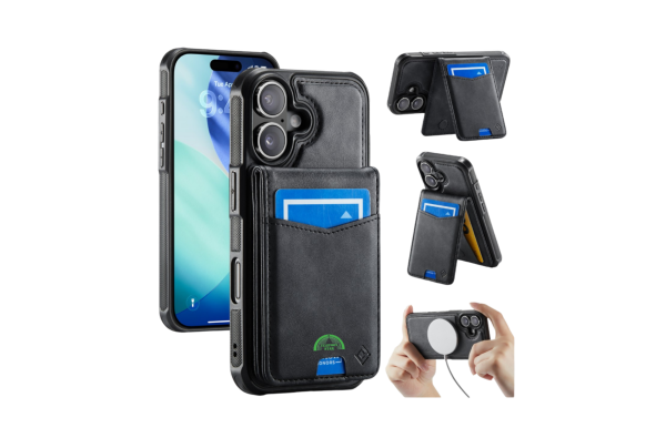 Hoesje voor iPhone 17 Zwart Bookcase 2-in-1 Magnetic met Pasjeshouder & MagSafe