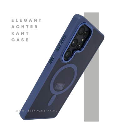 MagSafe Hoesje Transparant met Blauwe Randen Magnetisch Samsung Galaxy S25 Plus