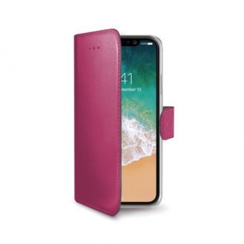 iPhone X Book Case Hoesje ECHT LEER Roze