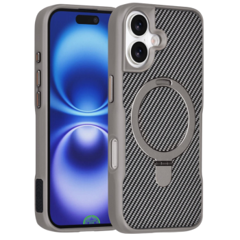 Hoesje voor iPhone 17 Silver Elite Luxe CarbonShield MagSafe Case