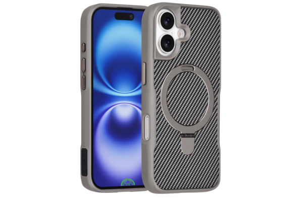 Hoesje voor iPhone 17 Silver Elite Luxe CarbonShield MagSafe Case