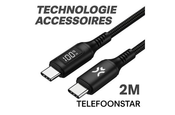 USB-C naar USB-C Oplaadkabel met LED Indicator – 2 Meter