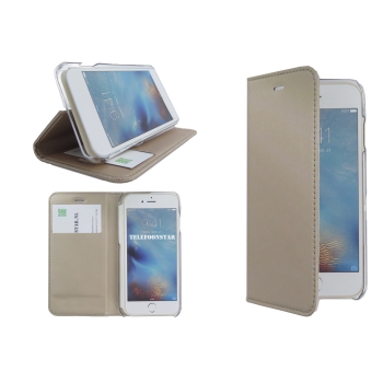 Iphone 7 Gouden bookcase leer