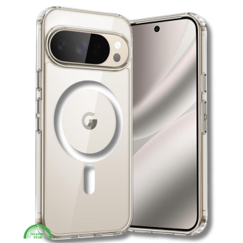 Hoesje Google Pixel 9 Pro XL Crystal Clear Case Met MagSafe Ring & Shockproof Hoeken