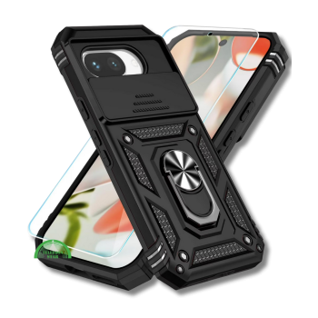Hoesje voor Google Pixel 9a Zwart ArmorRing Rugged Case