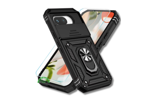 Hoesje voor Google Pixel 9a Zwart ArmorRing Rugged Case