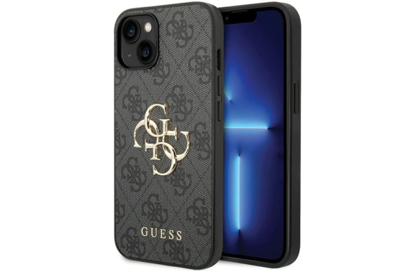iPhone 15 Hardcase | Guess Gouden Logo | Backcover Grijs