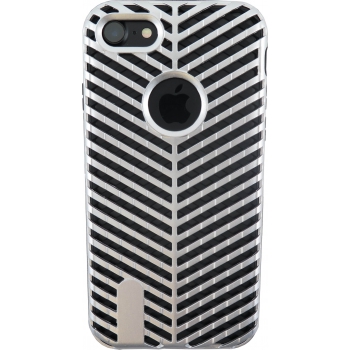 iPhone 8 Striped Bumper Hoesje 2 in 1 Grijs