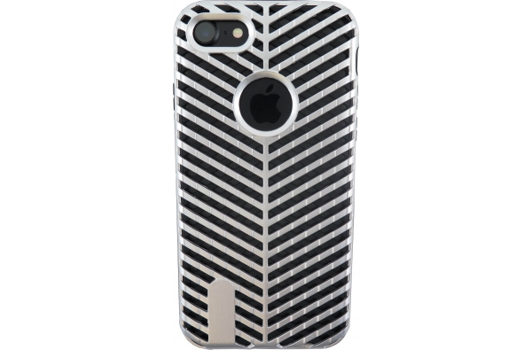 iPhone 8 Striped Bumper Hoesje 2 in 1 Grijs