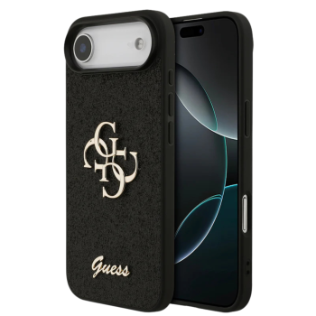 Luxe Protectcase voor iPhone 17 Air – Guess Black Edition met 4G Logo