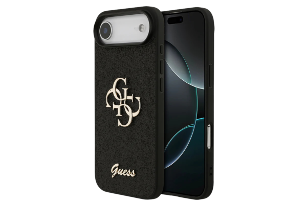 Luxe Protectcase voor iPhone 17 Air – Guess Black Edition met 4G Logo