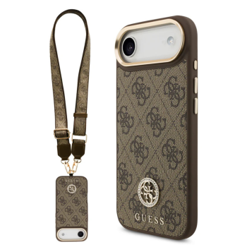 Guess iPhone 17 Air Crossbody Hoesje met Band – Luxe MagSafe Bescherming in Bruin Design  