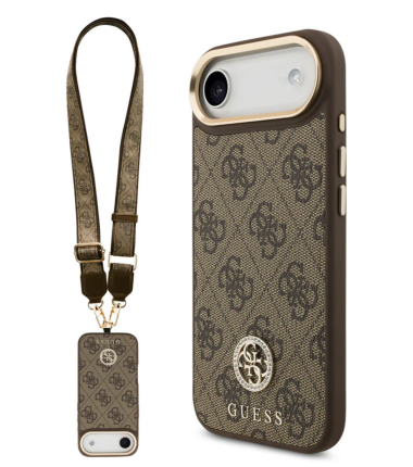Guess iPhone 17 Air Crossbody Hoesje met Band – Luxe MagSafe Bescherming in Bruin Design  