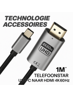 USB-C naar HDMI Kabel &ndash; 4K 60Hz &ndash; Plug & Play &ndash; Sluit je telefoon, tablet of laptop direct aan op je TV