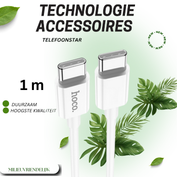 USB-C to USB-C Kabel (1m) Wit - 60W - Snel opladen - Universeel