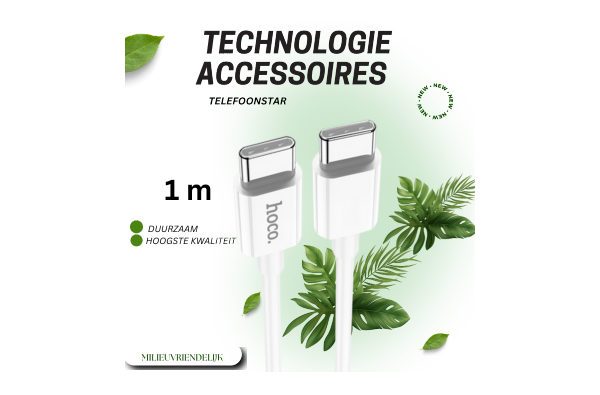 USB-C to USB-C Kabel (1m) Wit - 60W - Snel opladen - Universeel