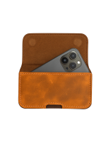Universeel Telefoonhoesje met Riemclip &ndash; Bruin Leren Hoesje