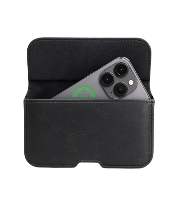 Universeel Telefoonhoesje met Riemclip – Zwart Leren Hoesje